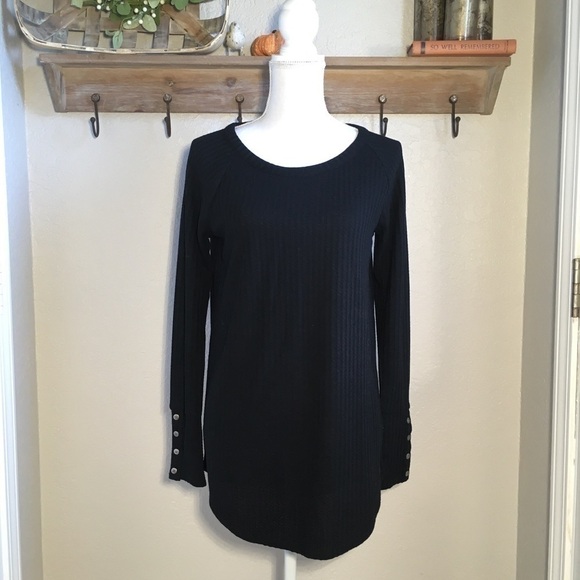 Chaser Waffle Thermal Knit Blouse Button Cuffs - Picture 1 of 4